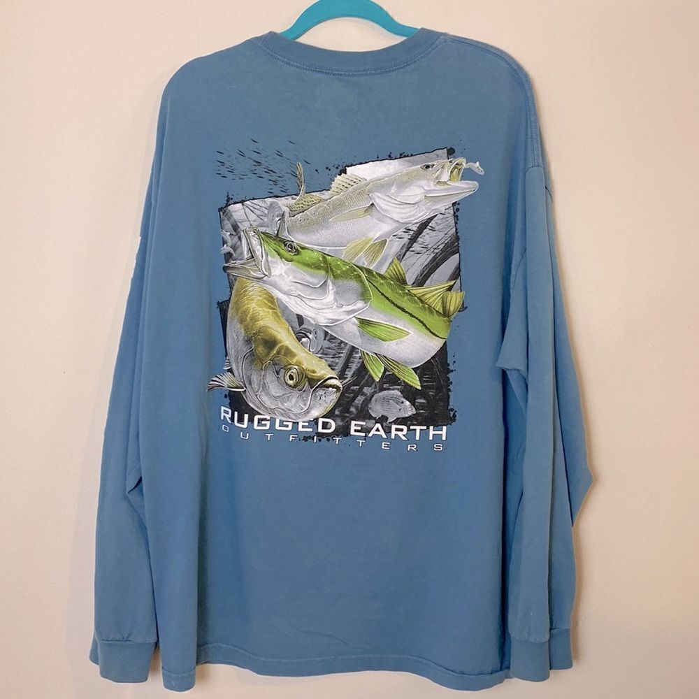 Rugged Earth Outfitters Tee Shirt Long Sleeve Graphic on Back Size XXL